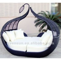 banana leaf round rattan sunbed furniture poly rattan sunbed