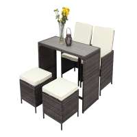 5 PCS PE Rattan Outdoor Dining Table Bar Set