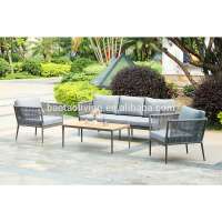 Rope Weaving Teak Garden Furniture Sofa Lounge Set Stacking Lounge Sofa