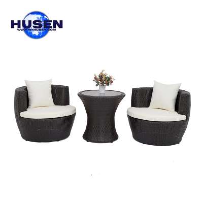 3pcs modern rattan coffee table and chairs for coffee shop