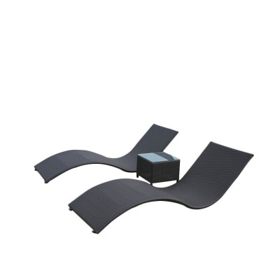 Outdoor Rattan Chaise Lounge Set