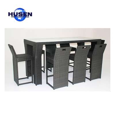 Woven Garden Bar Stool Set Outdoor Rattan Bar Furniture