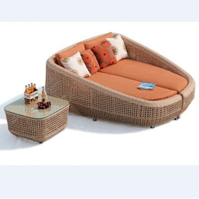 Synthetic Rattan Outdoor Furniture Modular Sunbed 3pcs